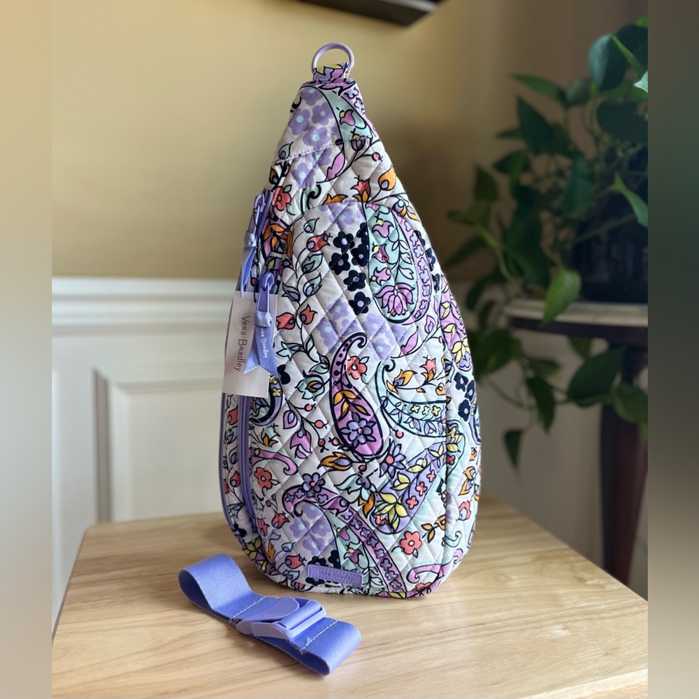 NWT Vera Bradley Essential Sling Backpack ~ MADDALENA PAISLEY ~ Full Size Cotton